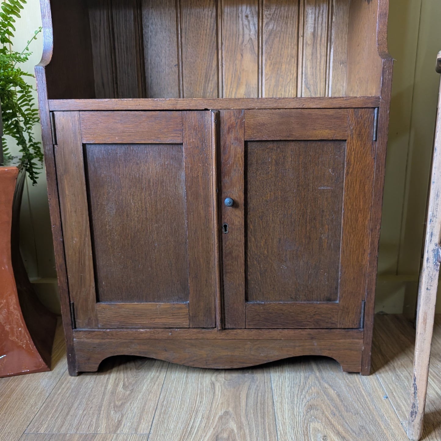 Narrow Antique Oak Bookcase with Bookcase.