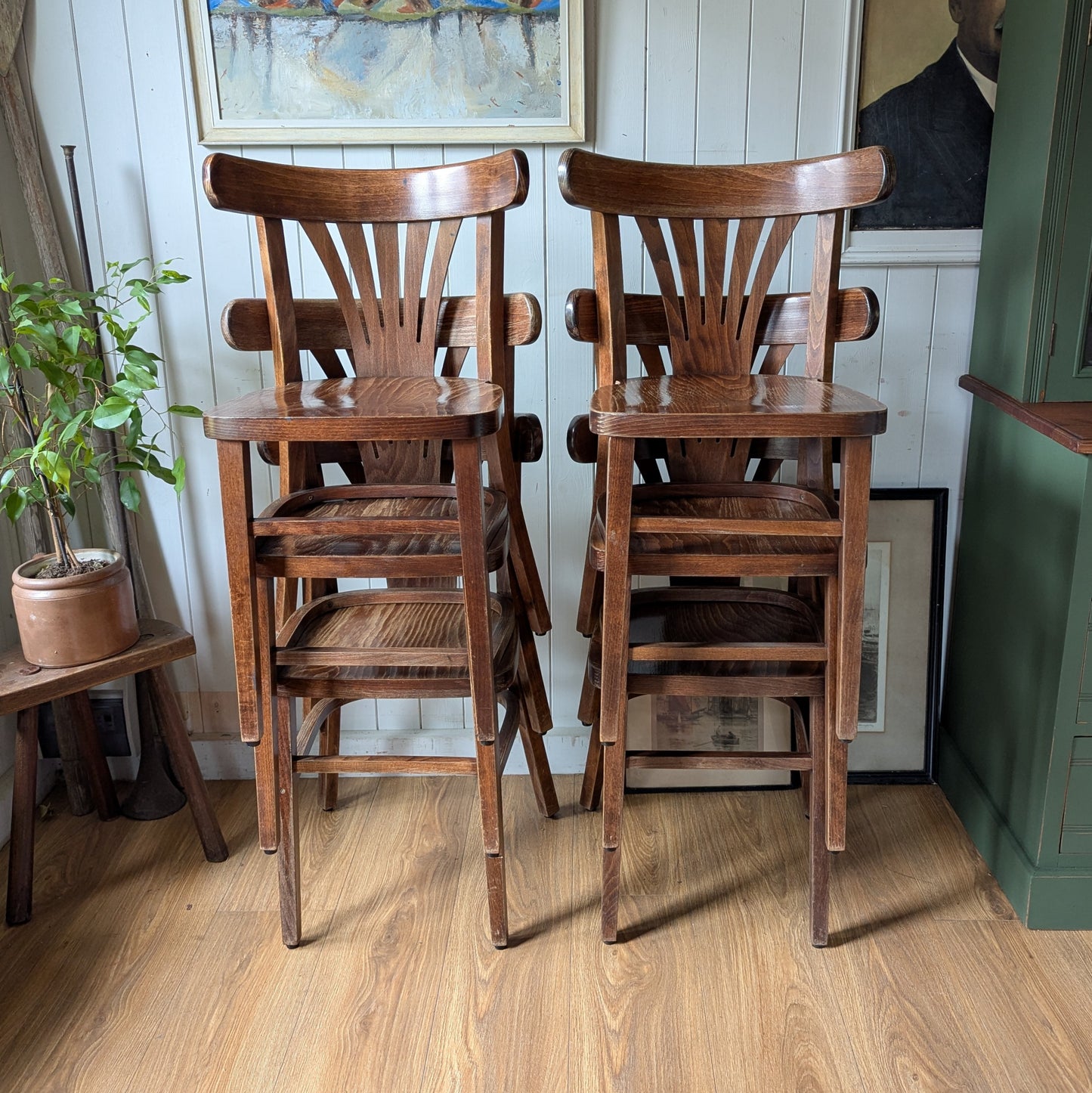 Six Vintage Belgian Bistro Chairs