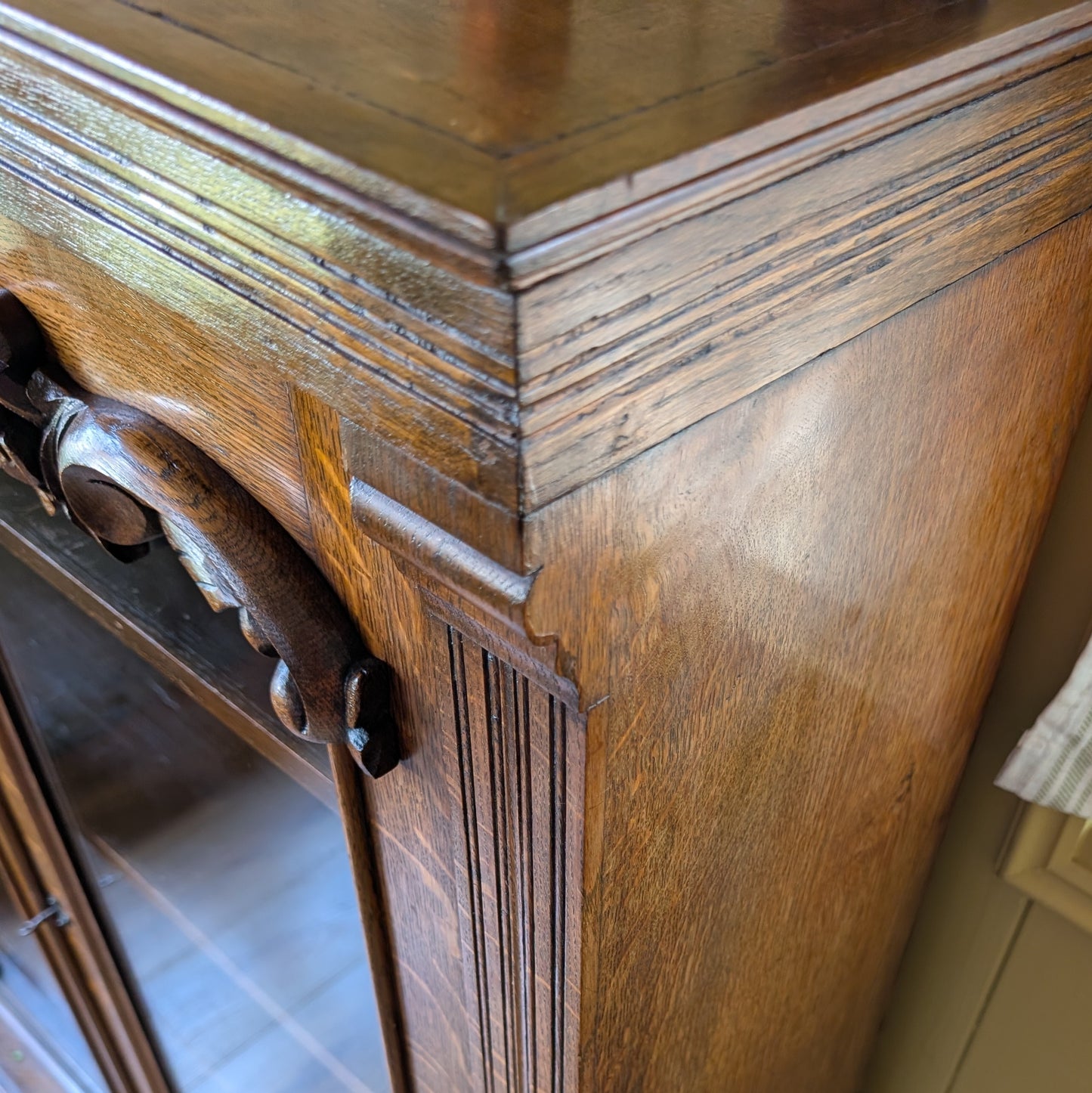 Large Antique Oak Glazed Bookcase