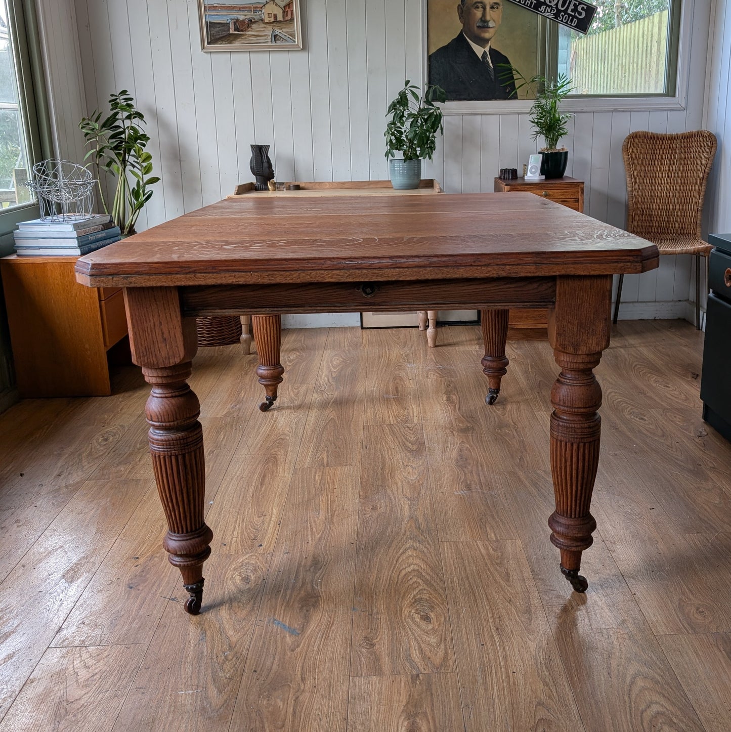Large Victorian Oak Dining Table