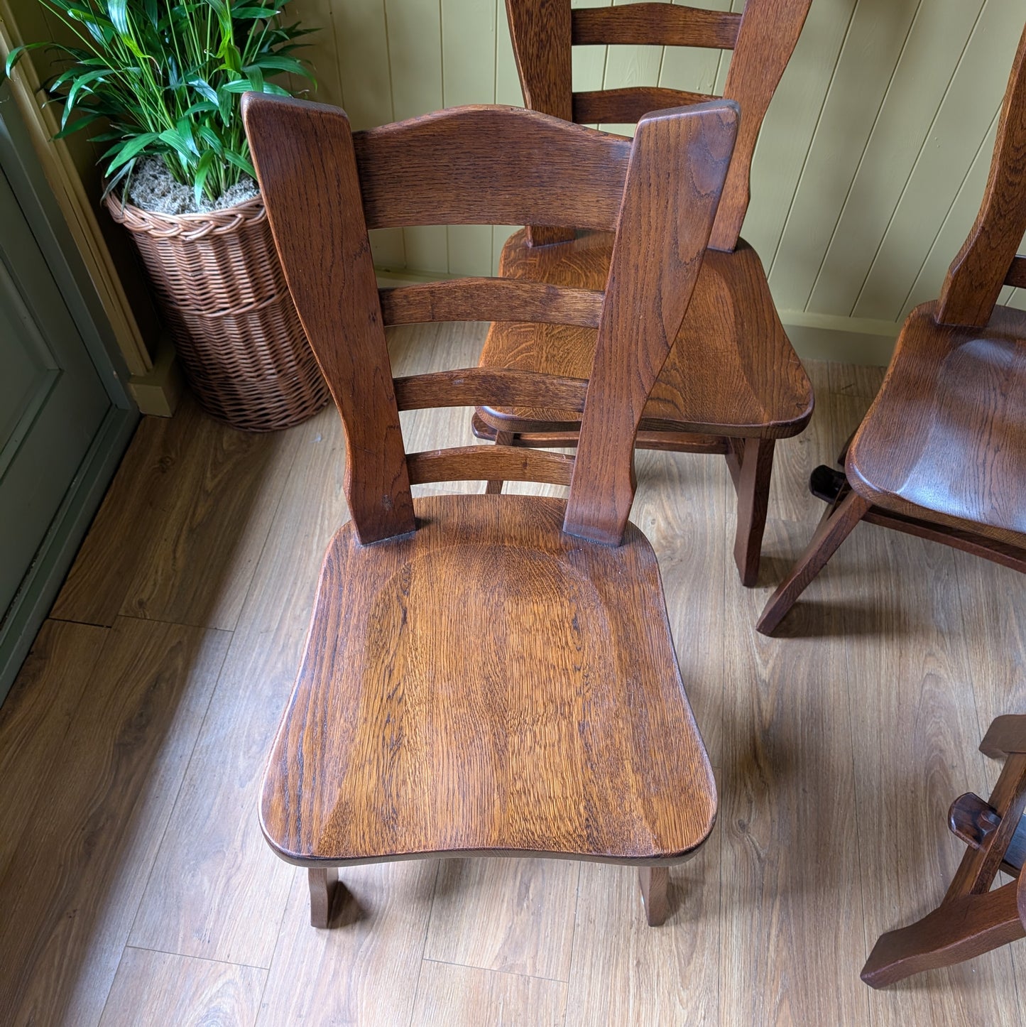 Set of 4 Brutalist Oak Dining Chairs