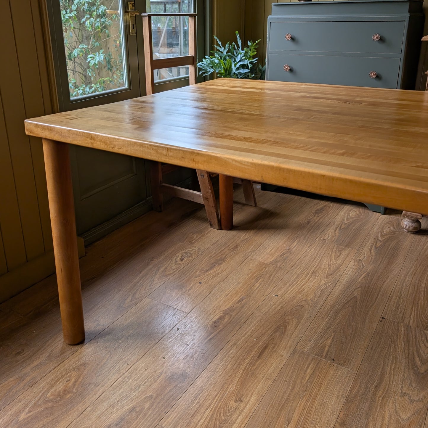 Mid Century Solid Hard Maple Butcher Block Dining Table