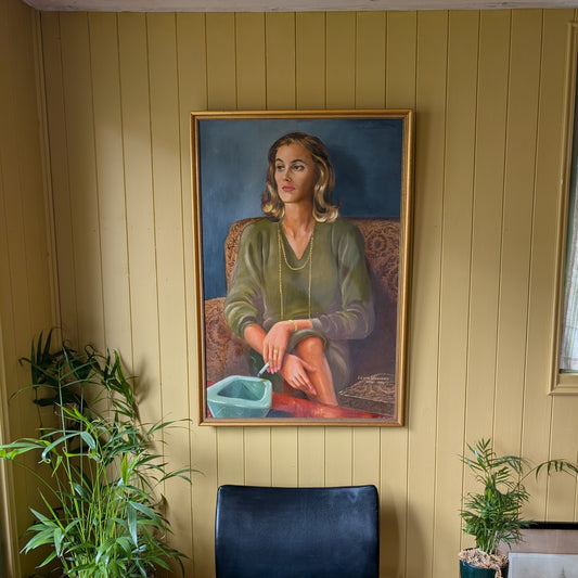 Large 1960s Oil Portrait "The Socialite"