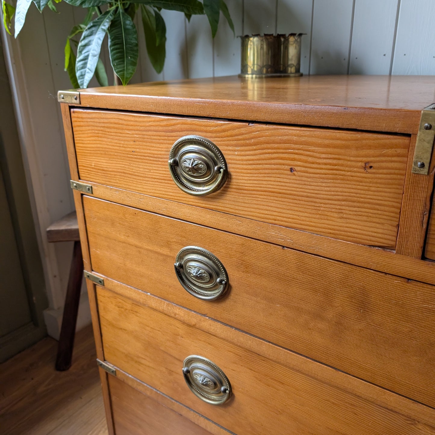 Antique Campaign Chest Of Drawers