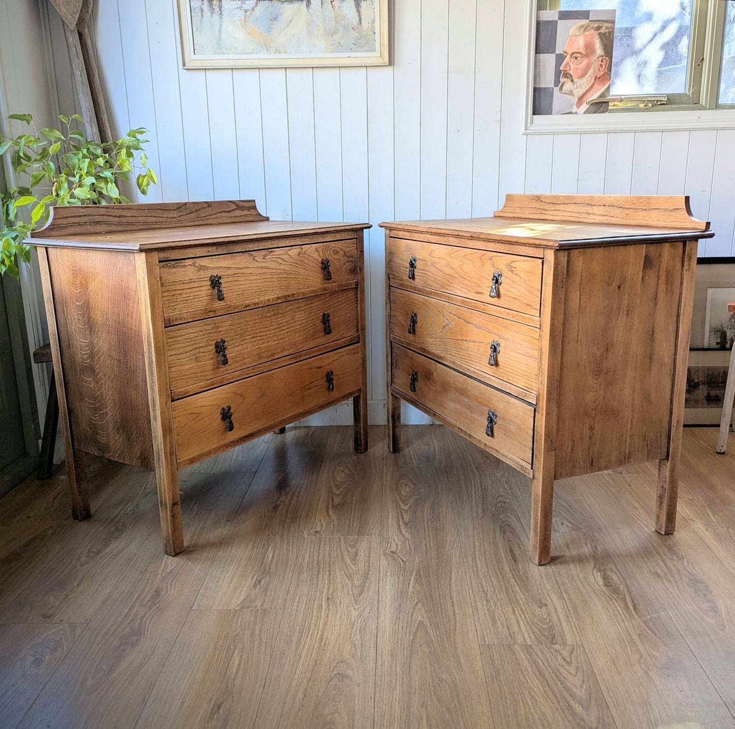 Pair of Vintage Oak Chest of Drawers