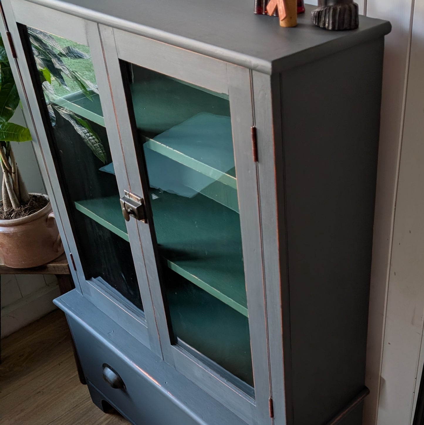 Painted Victorian Glazed Cupboard [ref:7356]