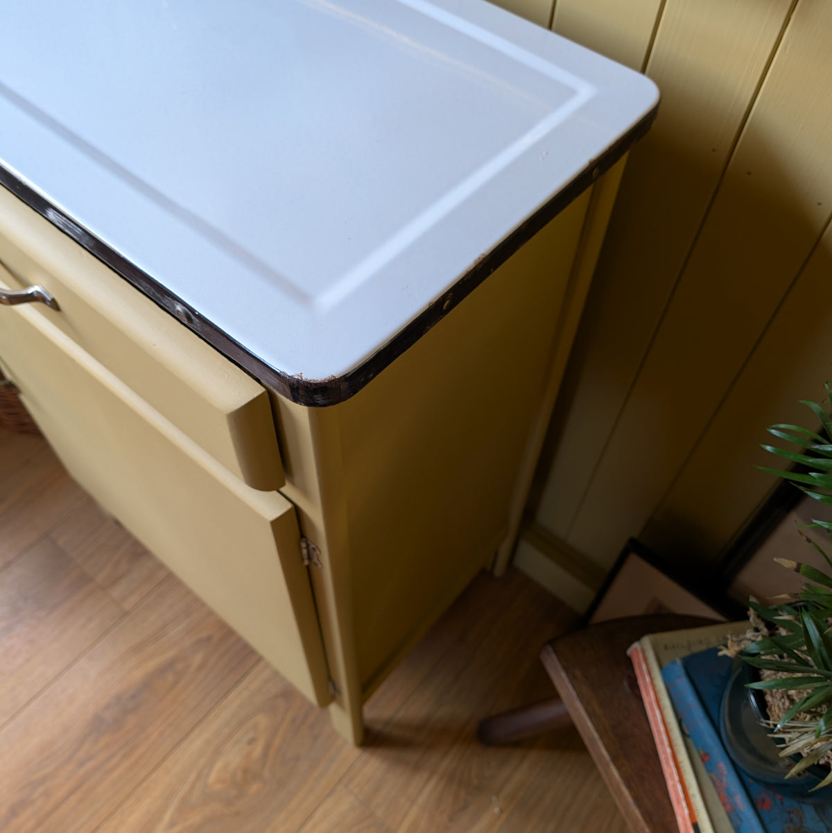 Vintage Freestanding Kitchen Cupboard with Enamel Top