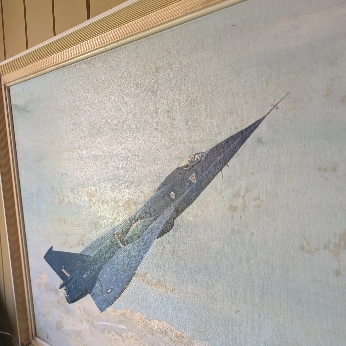 "Supersonic Horizon" Mid-Century Military Jet Oil Painting
