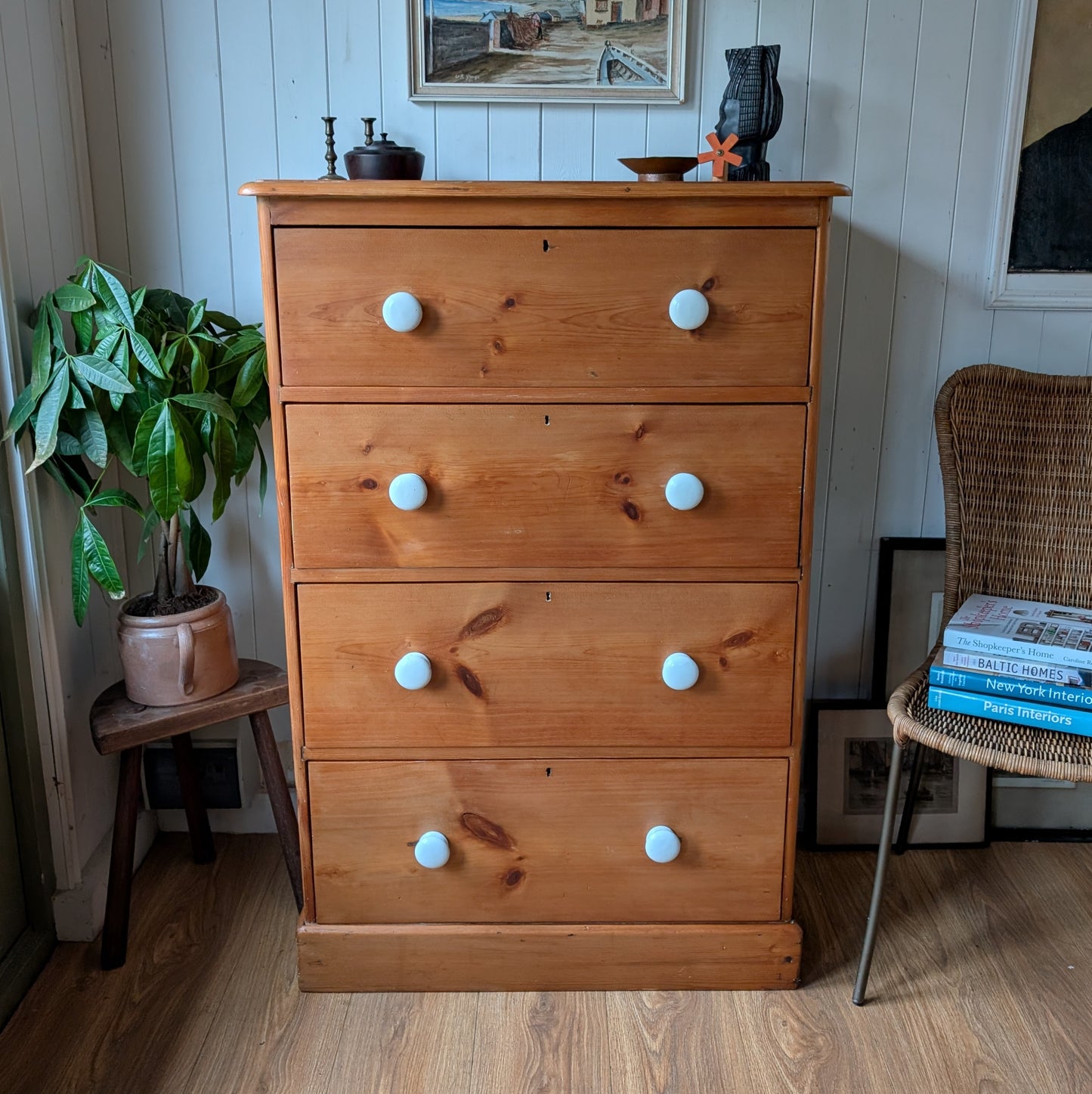 Tall Victorian Pine Chest of Drawers