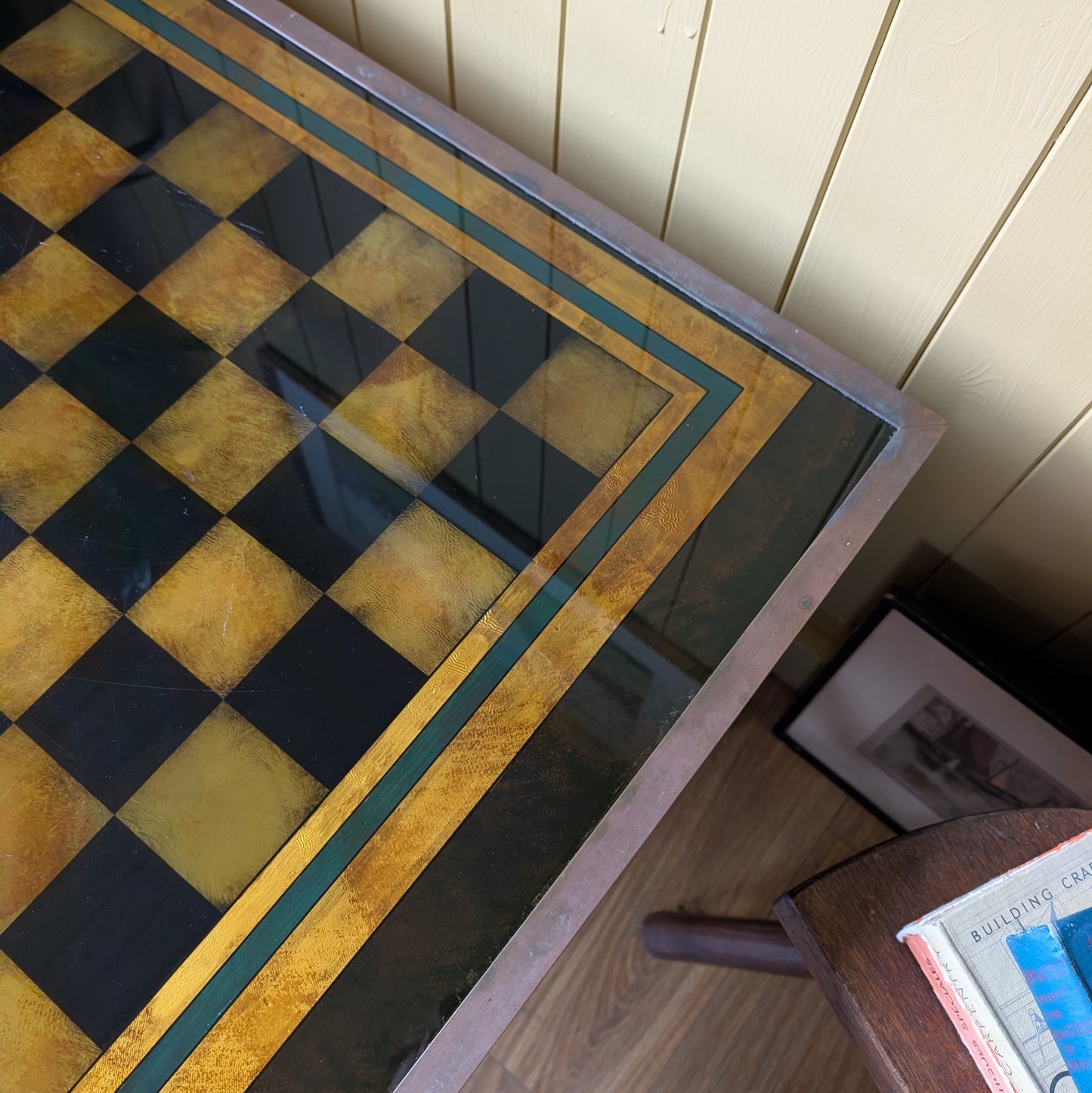 Mid Century Campaign Style Coffee Table/Chess Table