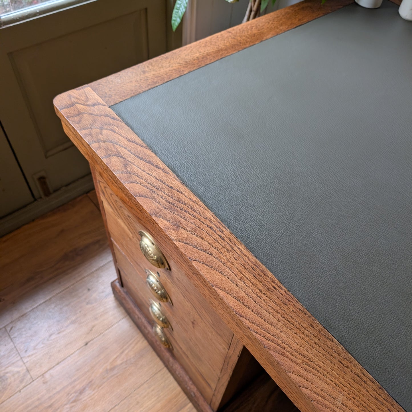 Antique Oak Twin Pedestal Desk