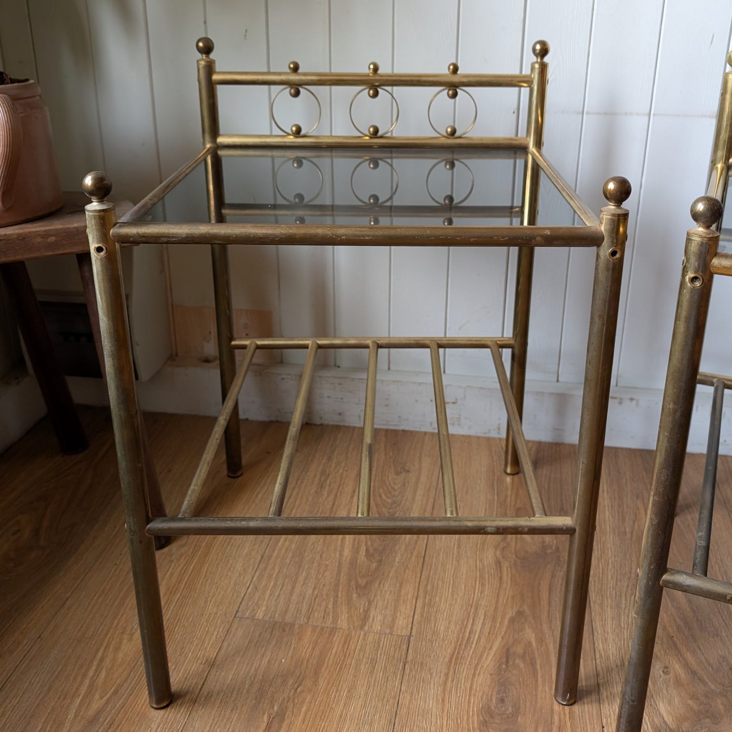 Pair of Mid Century Antique Brass Side Tables