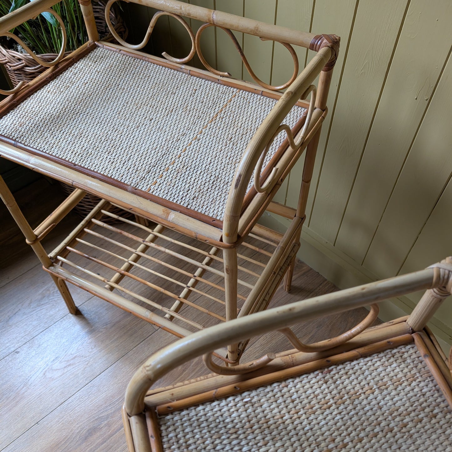 Pair of Mid Century Bamboo Side Tables