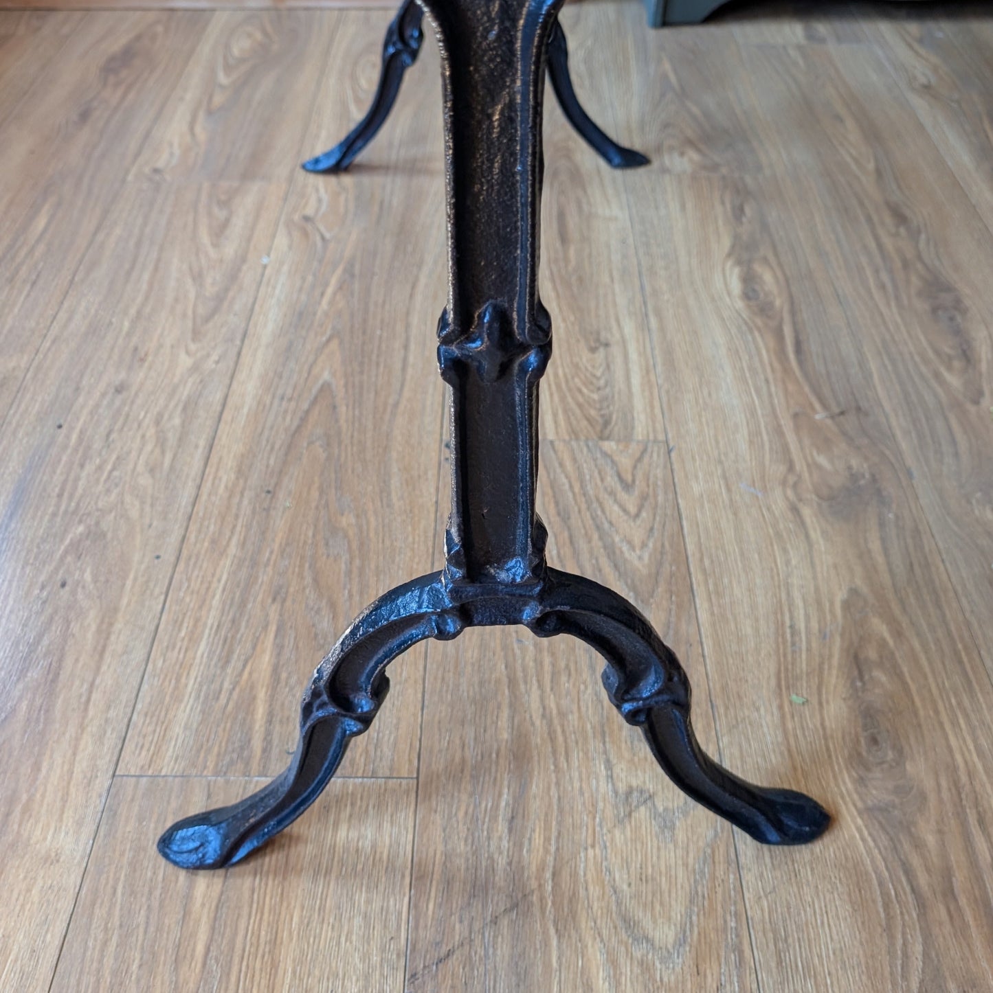 Vintage French Cast Iron Bistro Table with Marble Top