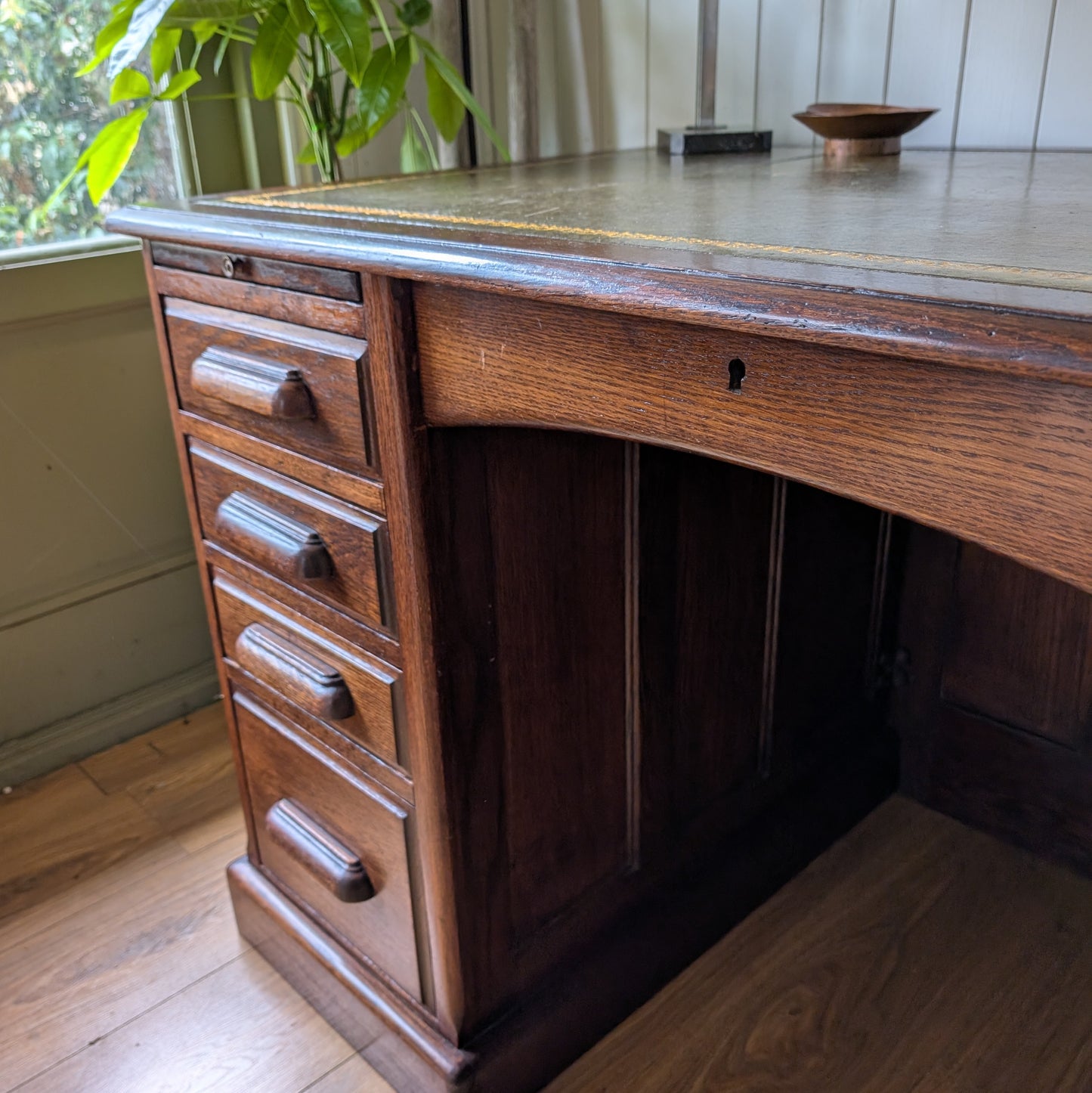 Antique Oak Twin Pedestal Desk