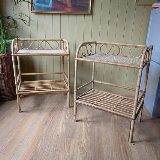 Pair of Mid Century Bamboo Side Tables