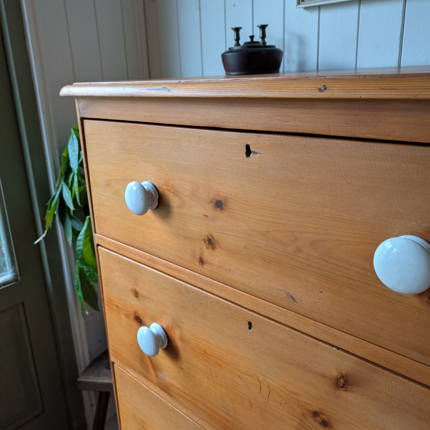 Tall Victorian Pine Chest of Drawers