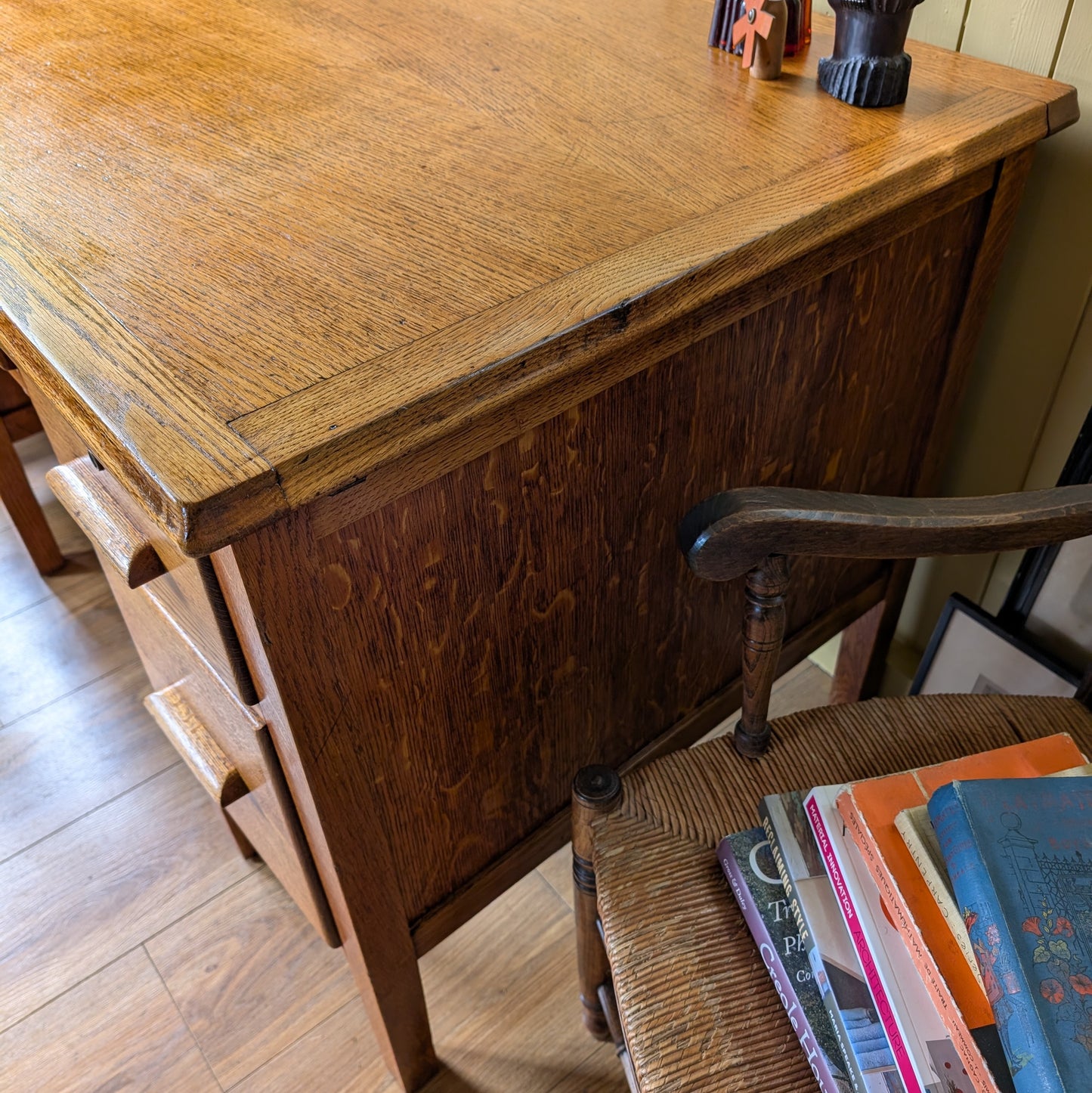 Vintage Oak Twin Pedestal Desk