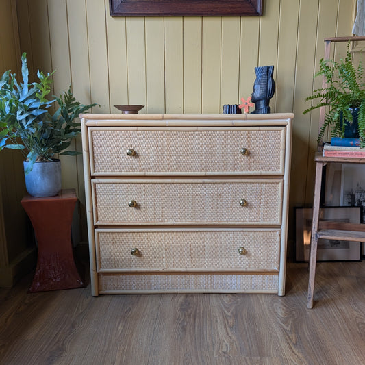 Small Mid Century Bamboo Chest of Drawers