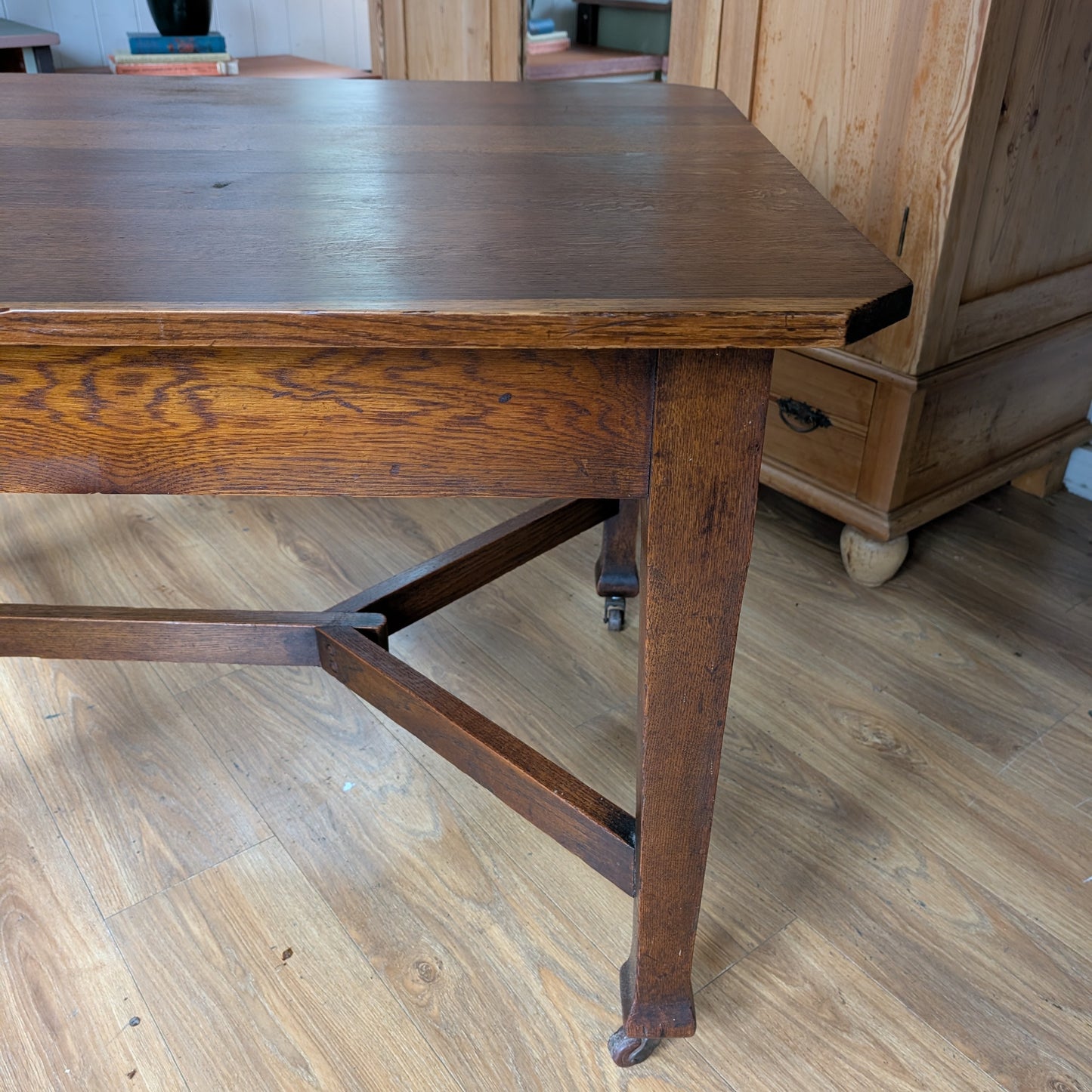 Oak Arts and Crafts Hay Rake Dining Table