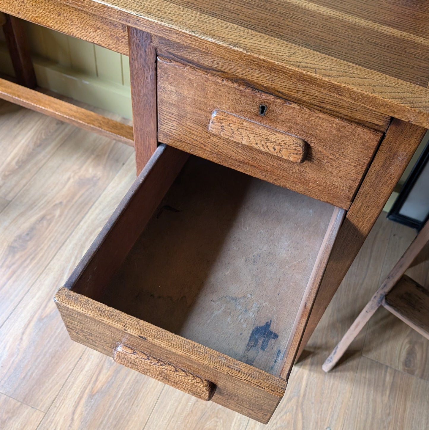 Vintage Oak Pedestal Desk