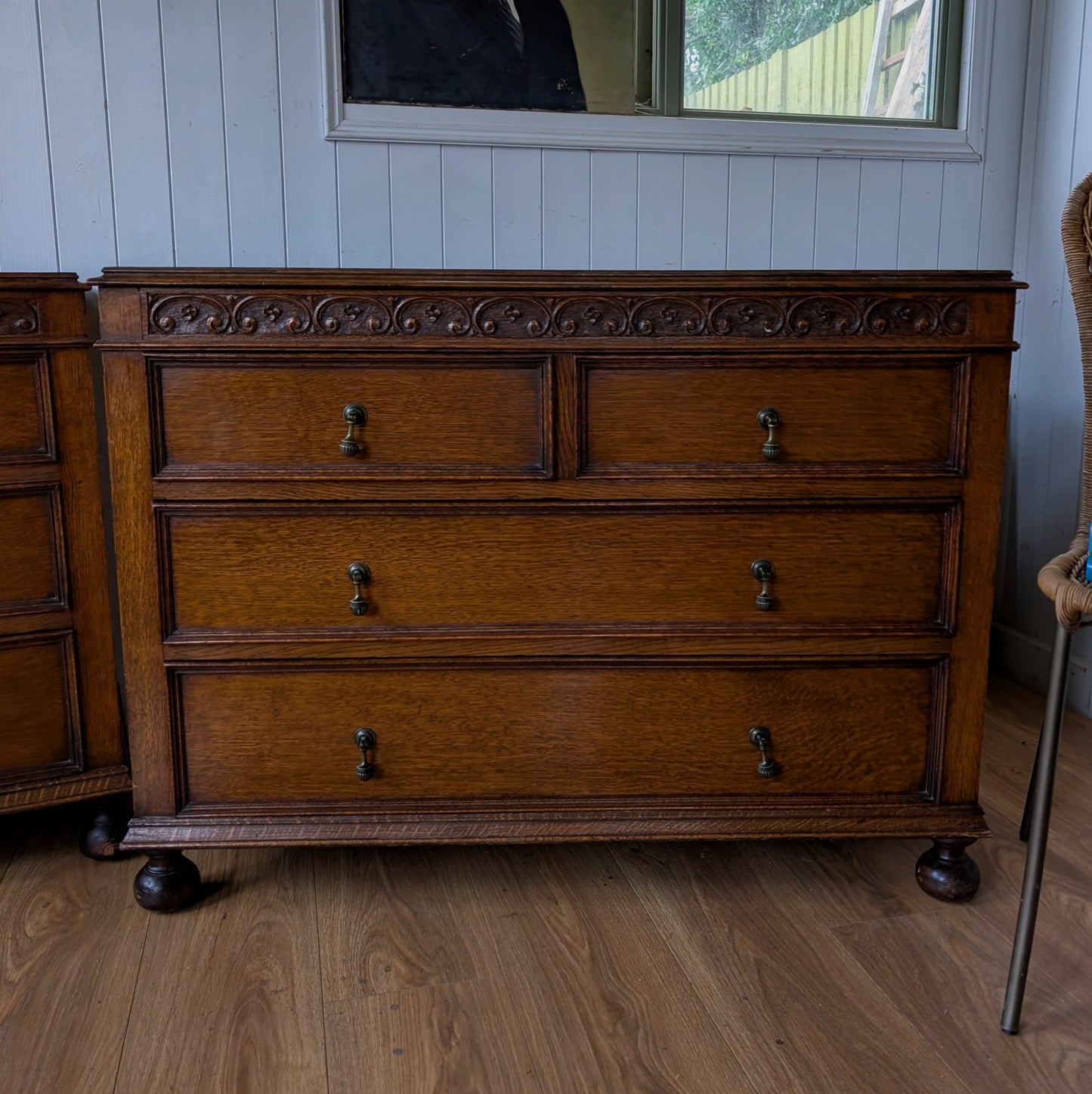 Pair of 1920s Oak Chest of Drawers