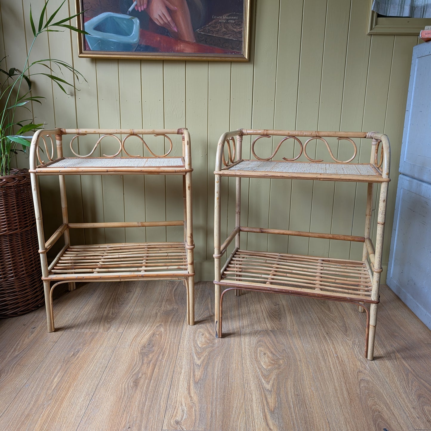 Pair of Mid Century Bamboo Side Tables