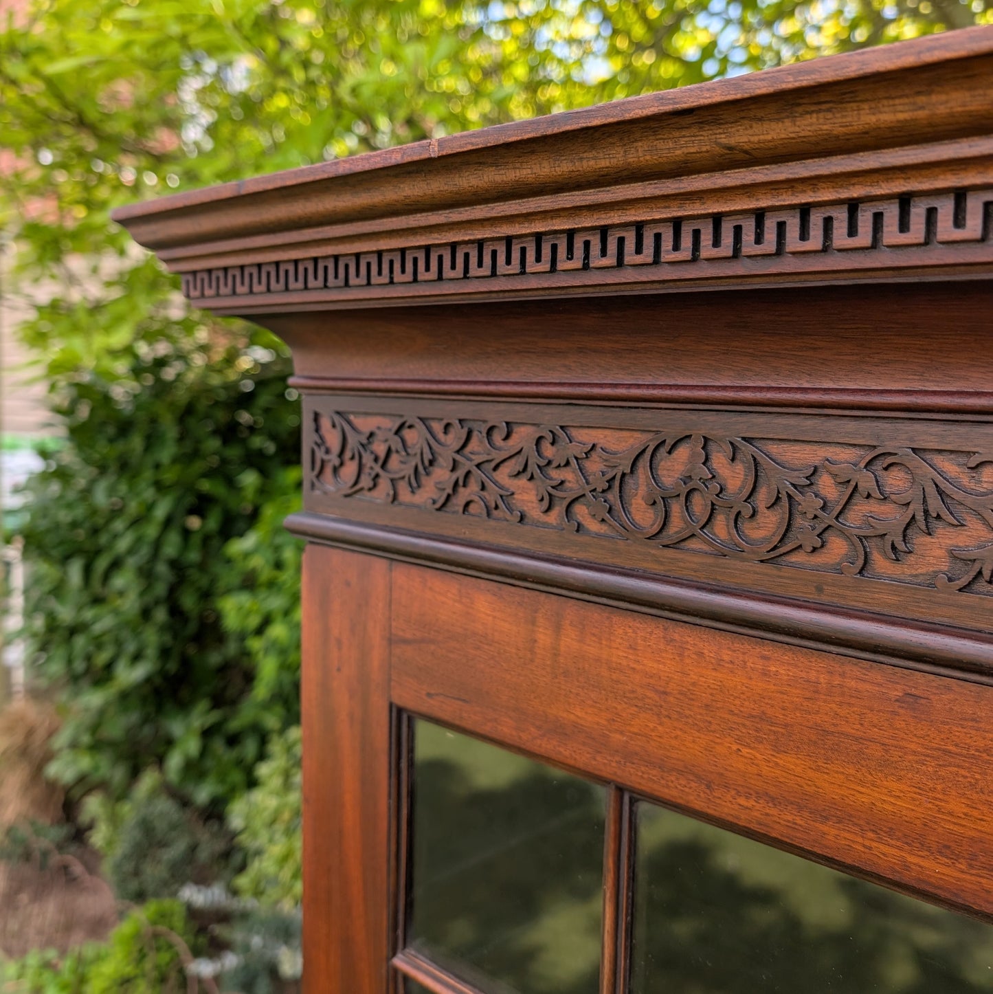 Antique Glazed Bookcase with Drawers