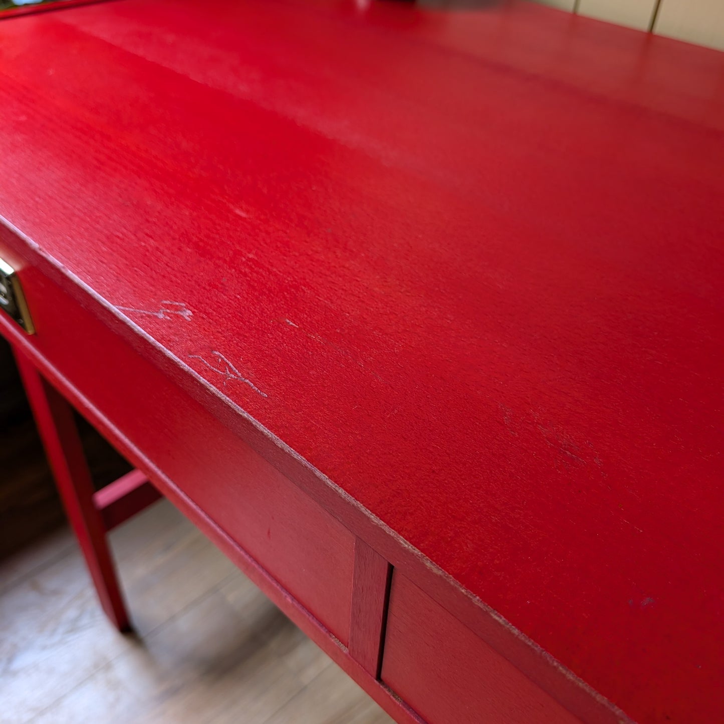 Danish Mid-Century Desk with Brass Campaign Handles
