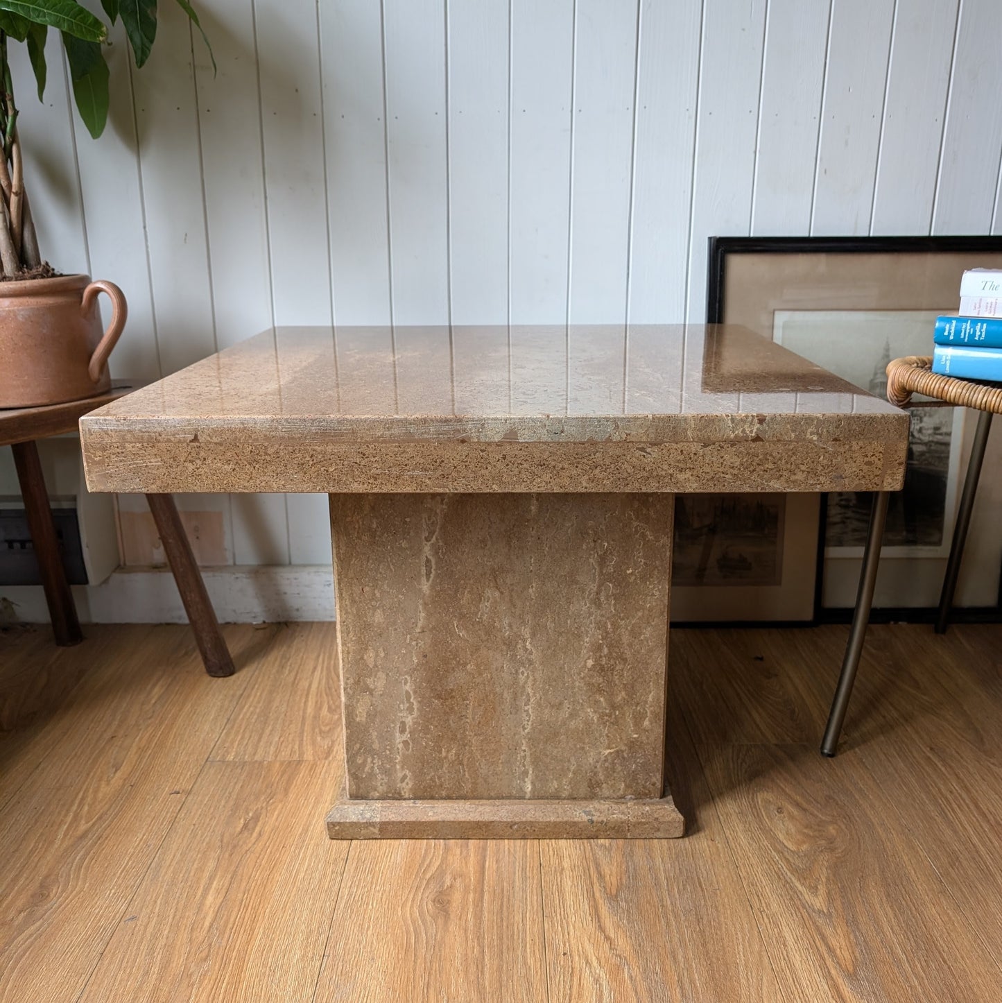 Mid Century Travertine Coffee Table