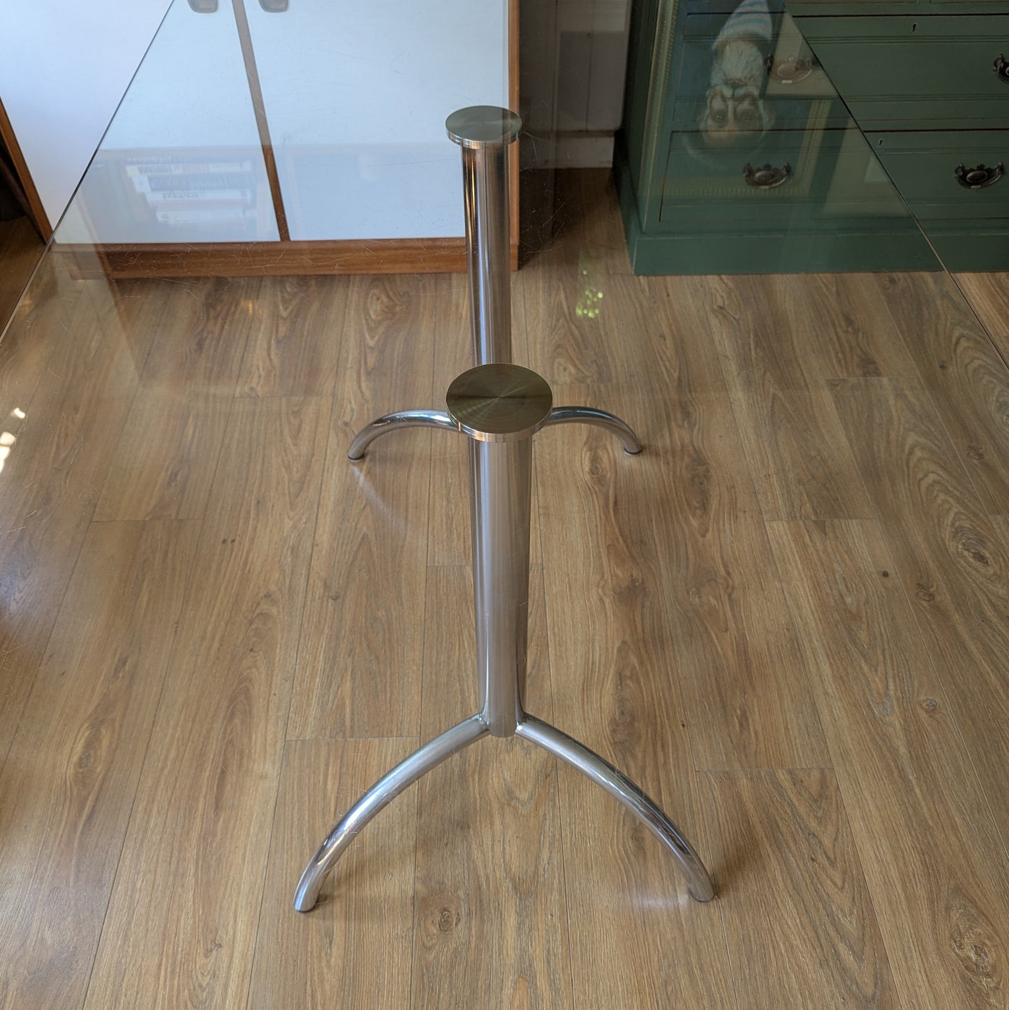 Mid Century Glass and Chrome Dining Table
