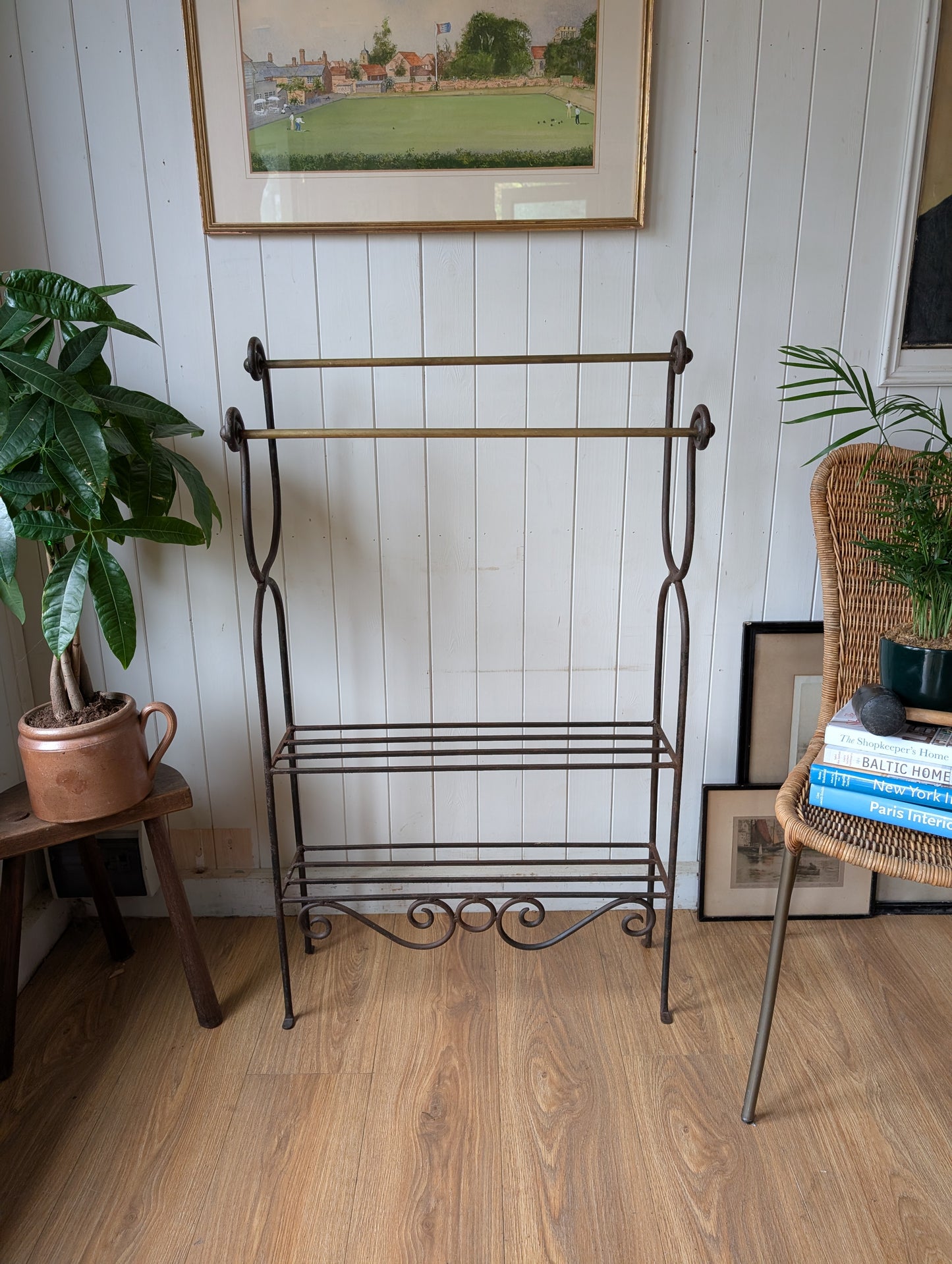 Antique Towel Rail with Shelves