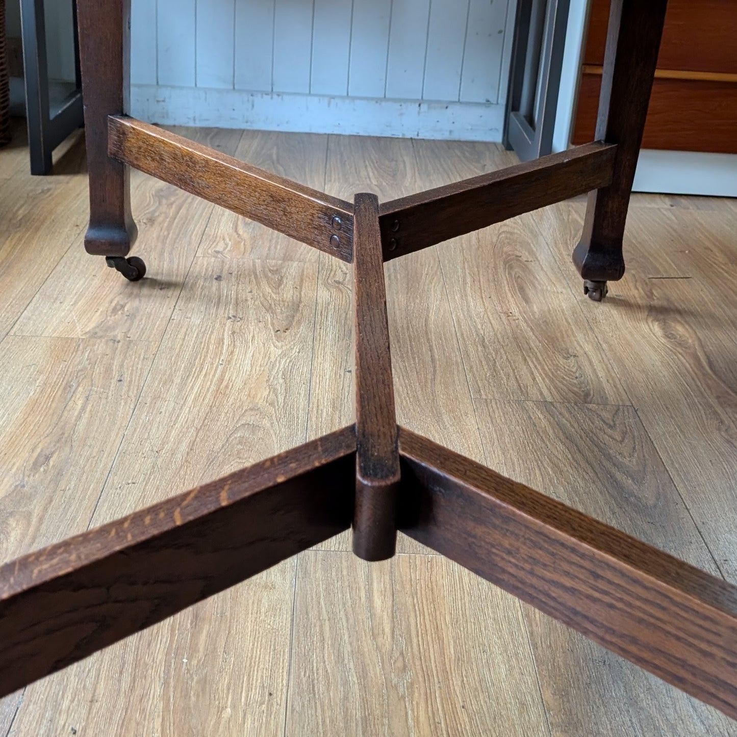 Oak Arts and Crafts Hay Rake Dining Table
