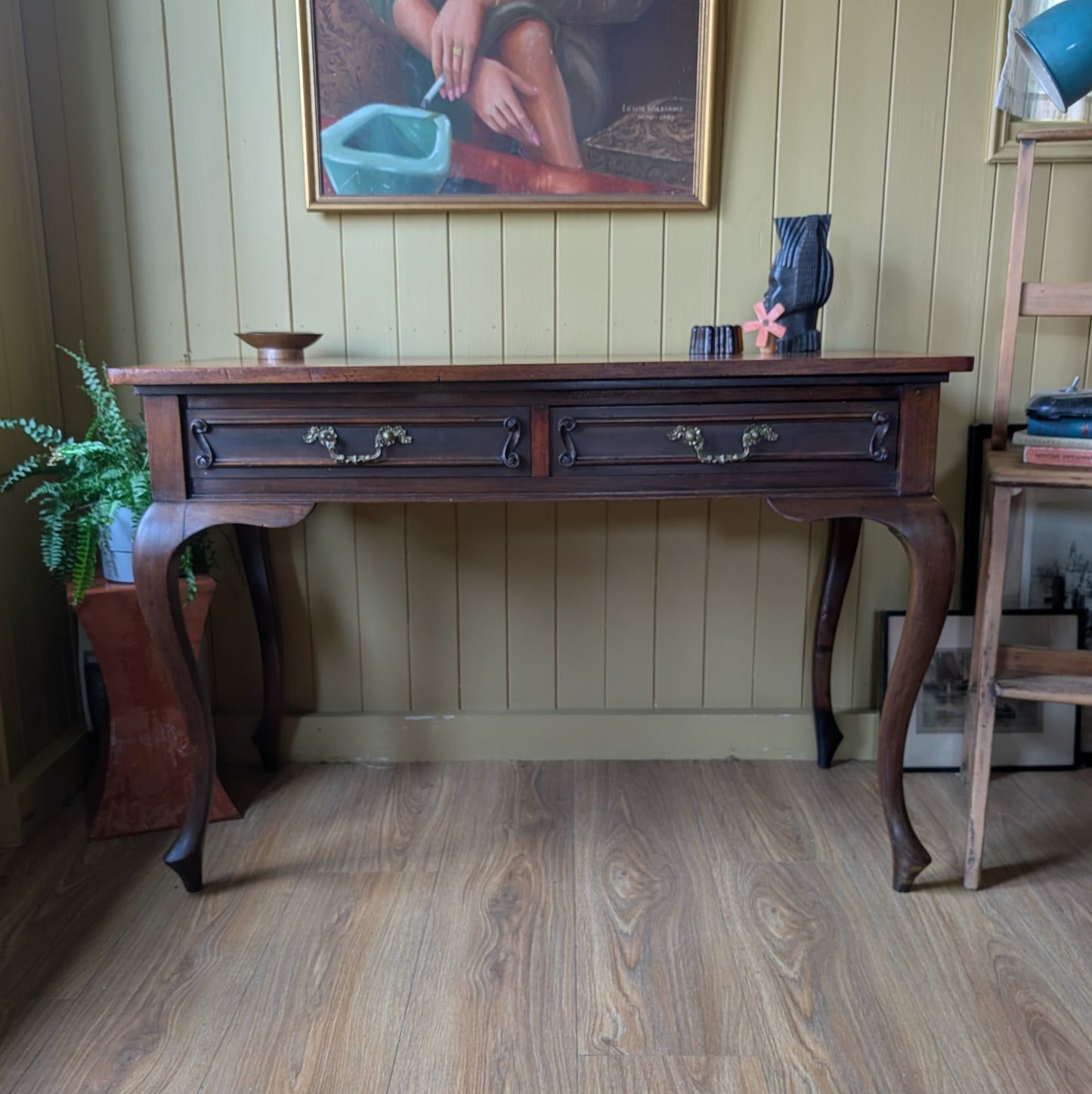 Antique Queen Anne Style Writing Desk with Cabriole Legs