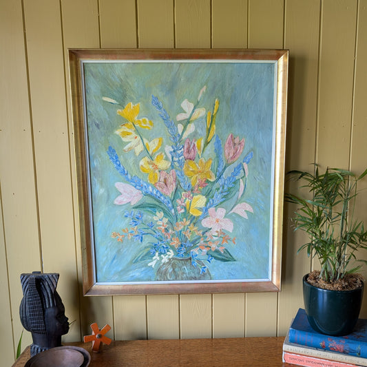Mid-Century Impressionist Floral Oil Painting