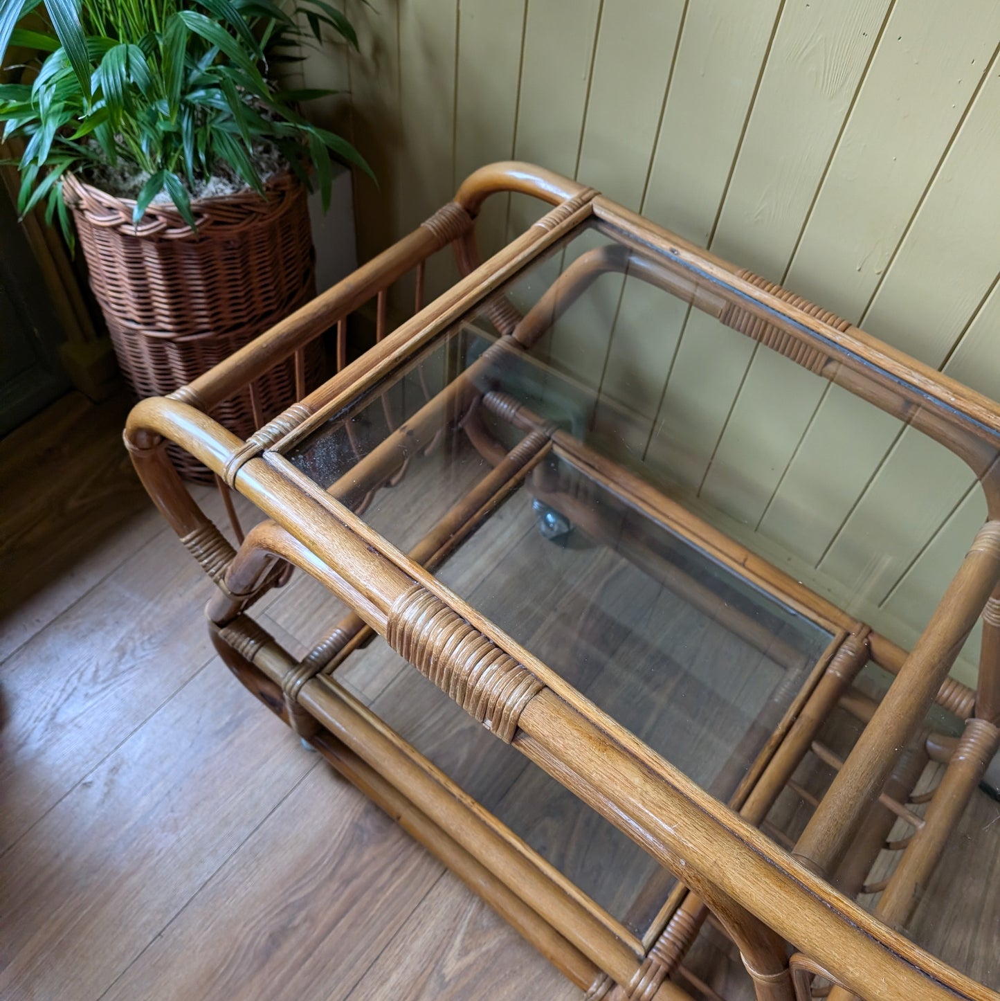 1950s Italian Bamboo Bar Cart