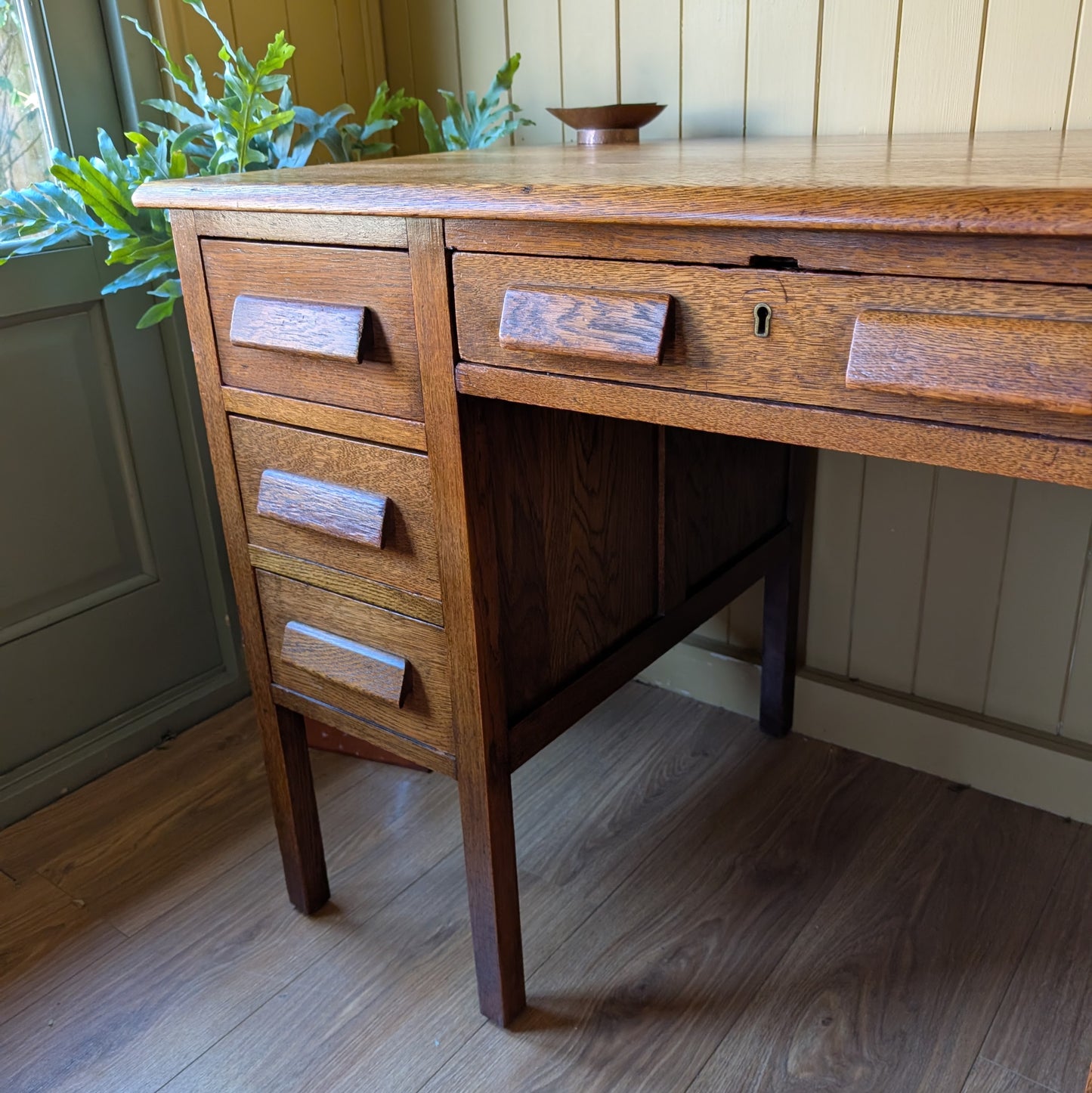 Antique Oak Twin Pedestal Desk