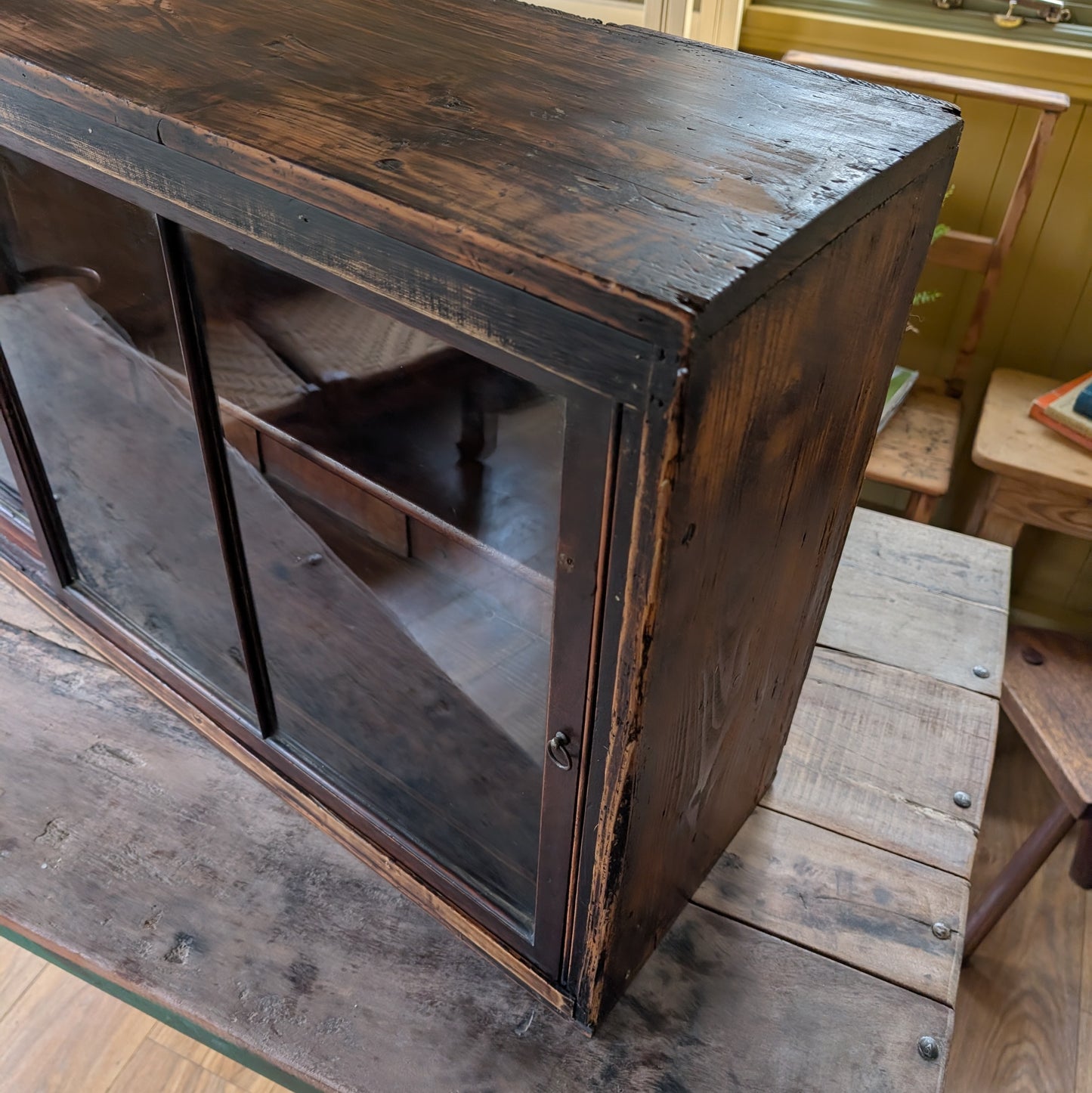 Rustic Victorian Glazed Wall Cabinet