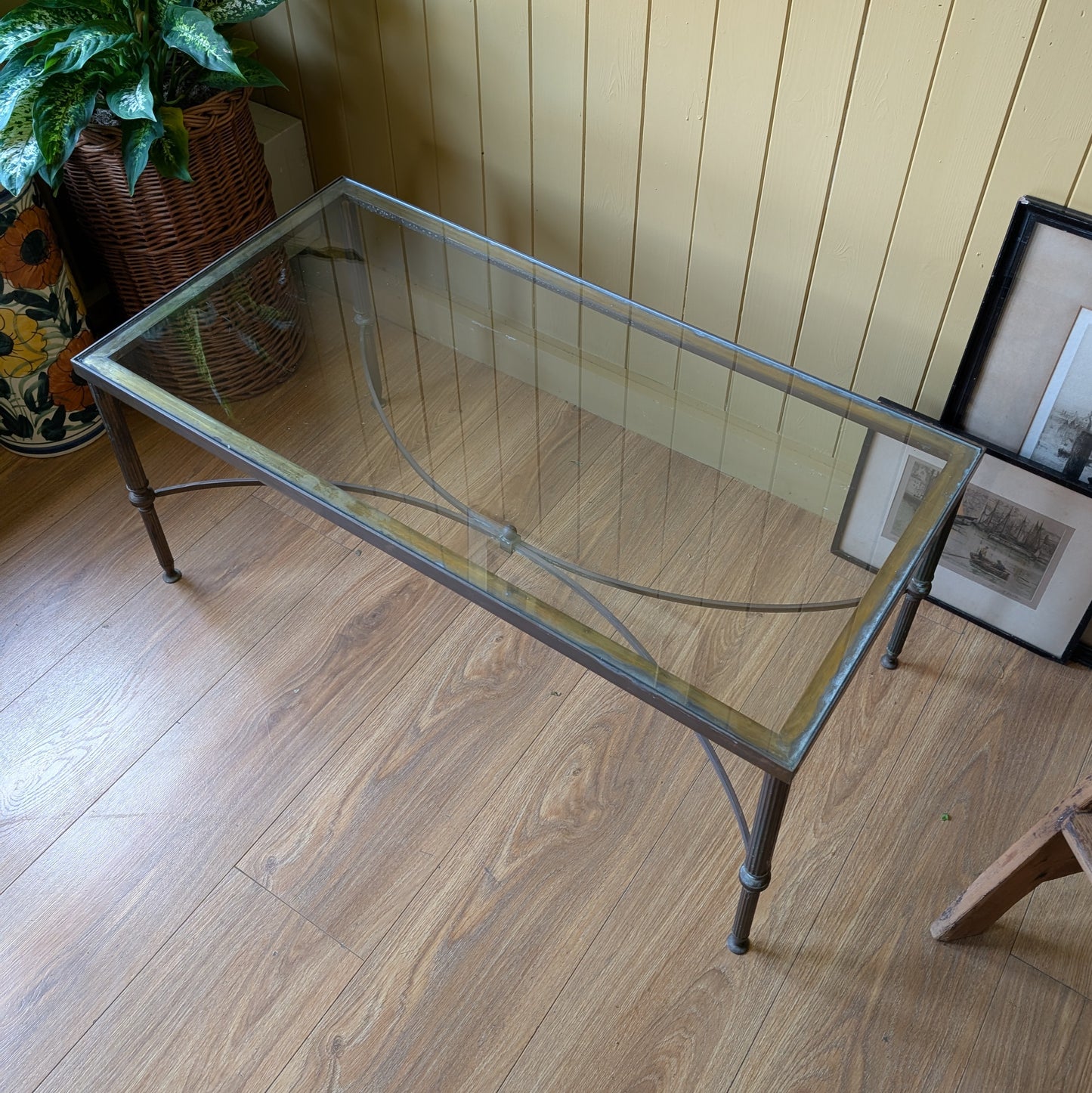 Mid-Century Style Solid Brass and Glass Coffee Table