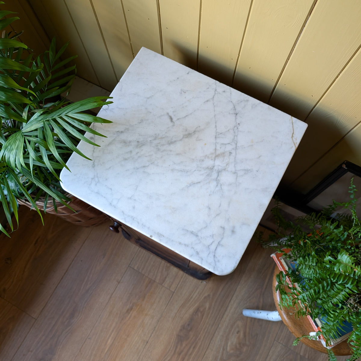 Antique Marble Top Pot Cupboard