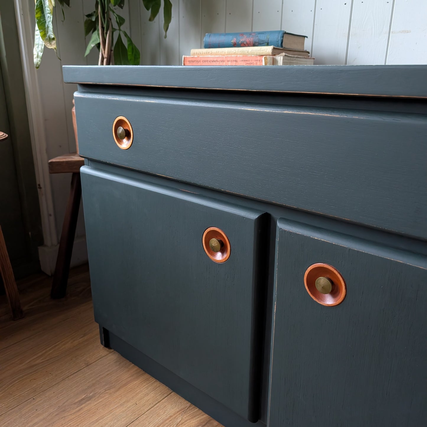 Low Painted Mid Century Cupboard