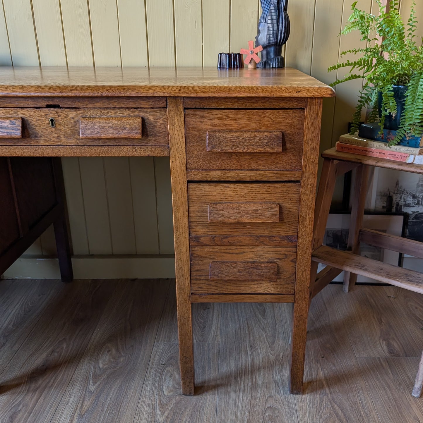 Antique Oak Twin Pedestal Desk