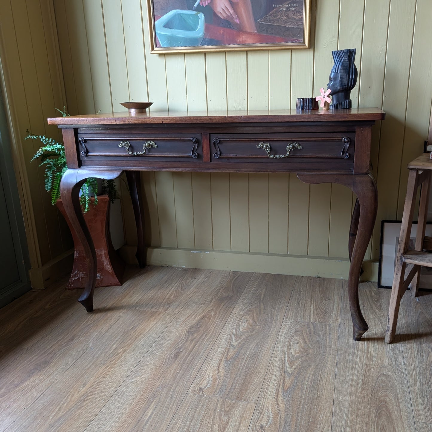 Antique Queen Anne Style Writing Desk with Cabriole Legs