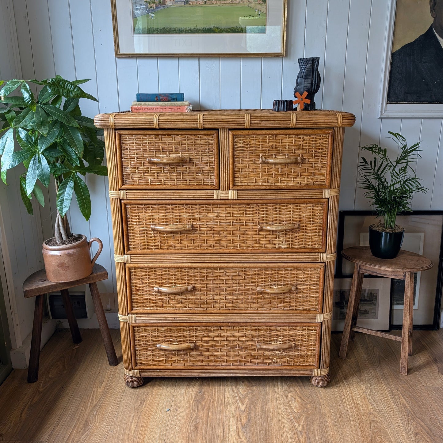 Vintage Wicker Chest of Drawers
