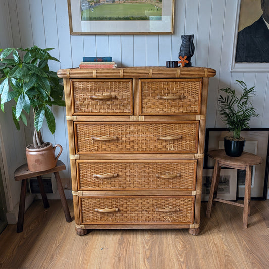 Vintage Wicker Chest of Drawers