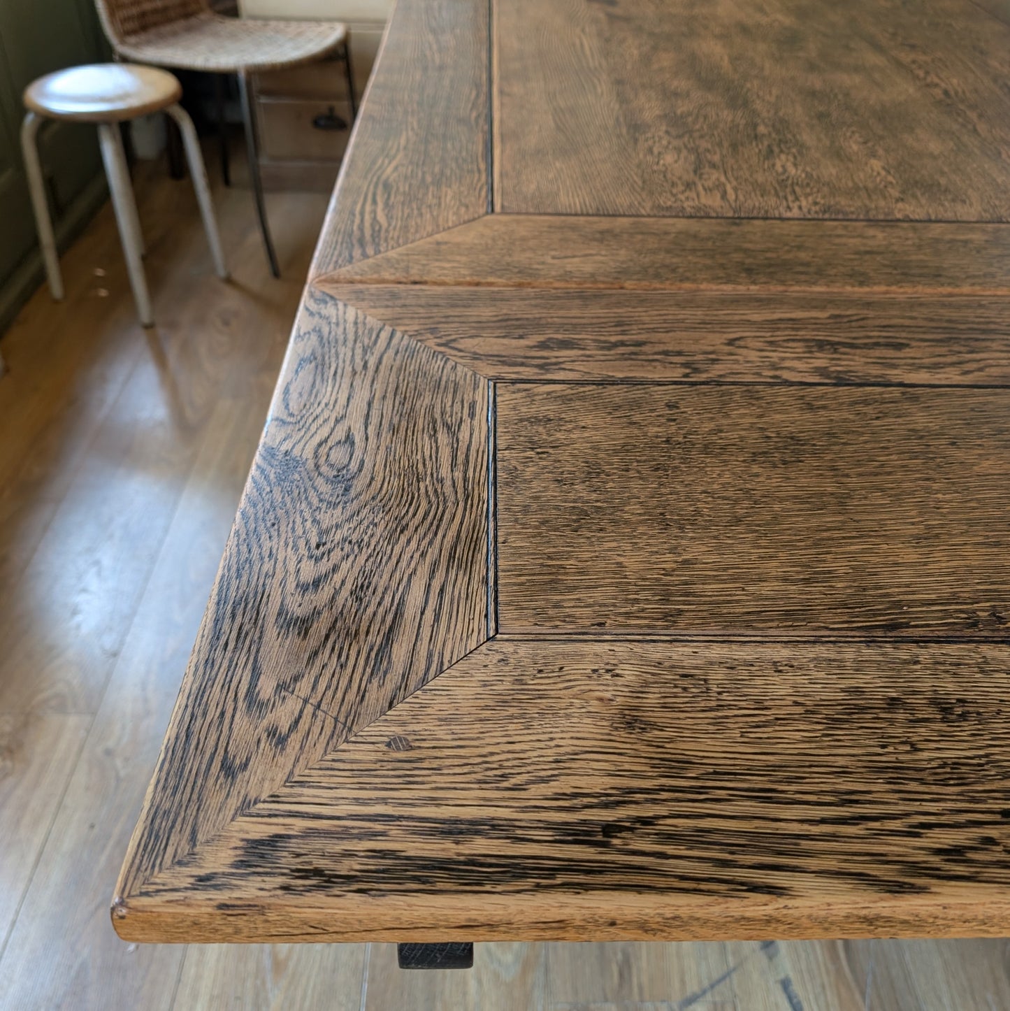 Large Antique Oak Draw Leaf Table