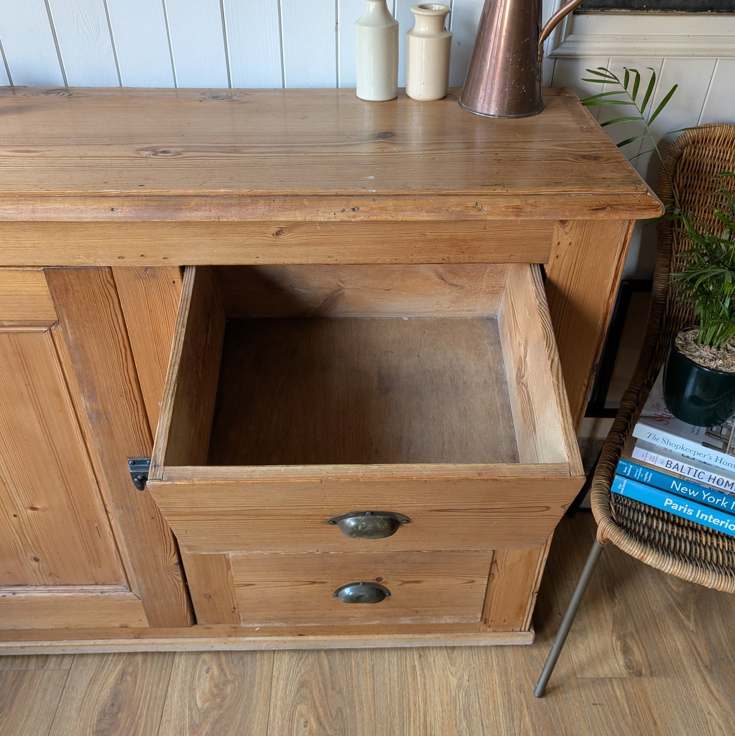 Rustic Victorian Pine Cupboard with Drawers