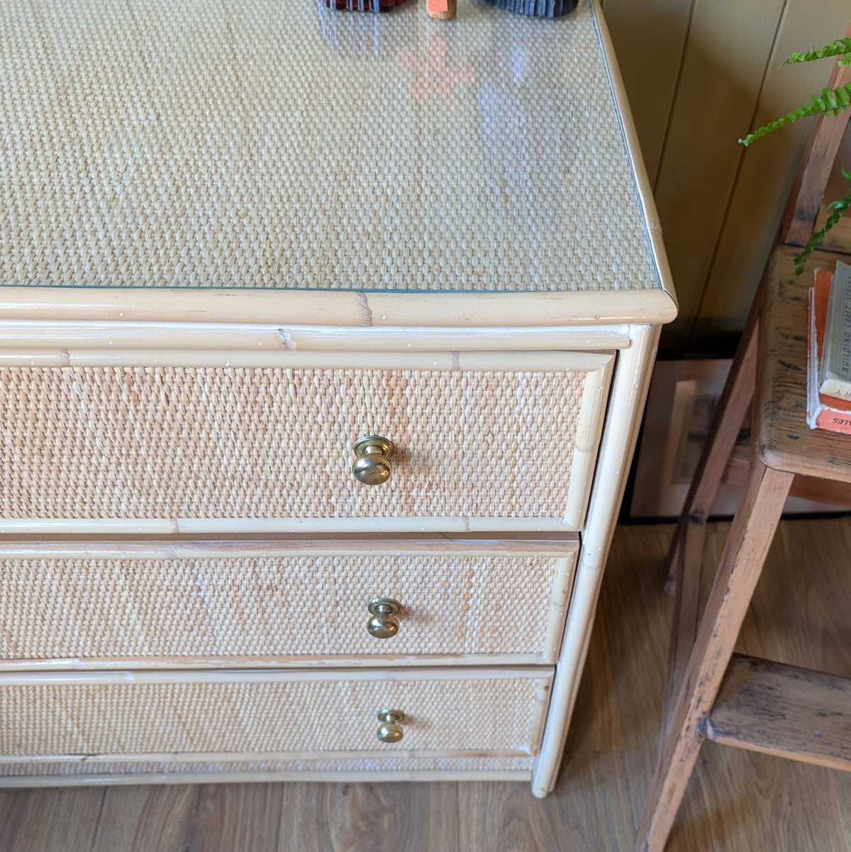 Small Mid Century Bamboo Chest of Drawers