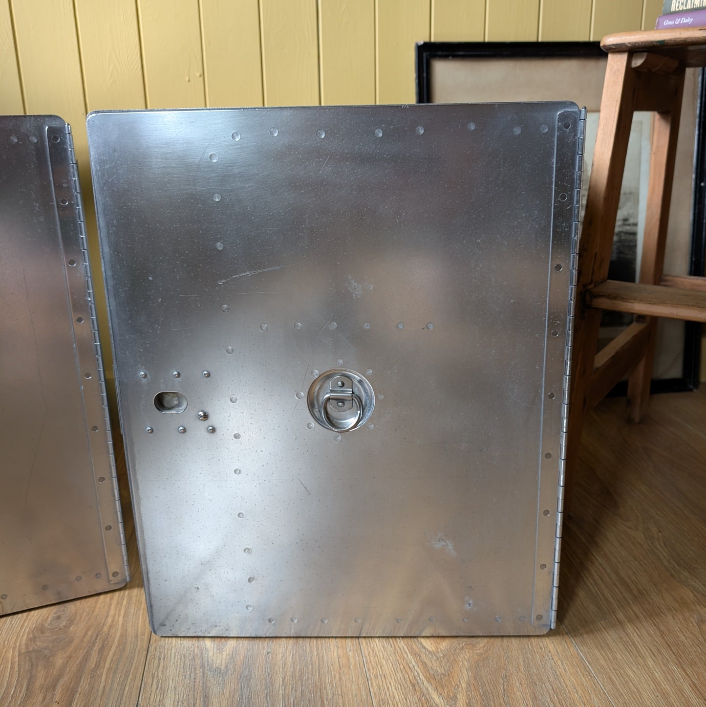 Pair of Vintage Industrial Aluminium Flight Cases