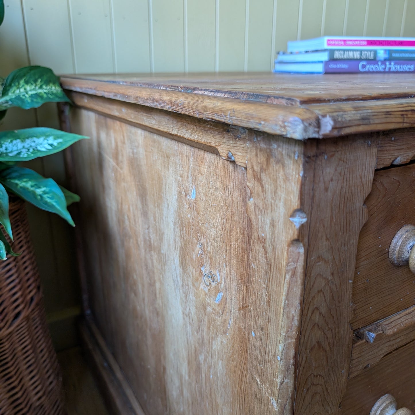 Large Low Antique Bank of Drawers